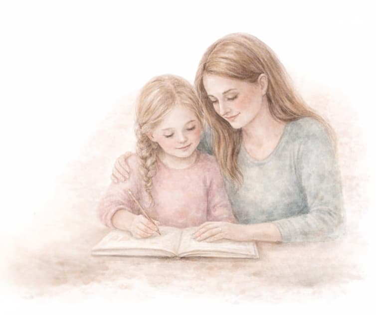 A mama reading with her daughter — Charlotte Mason homeschooling