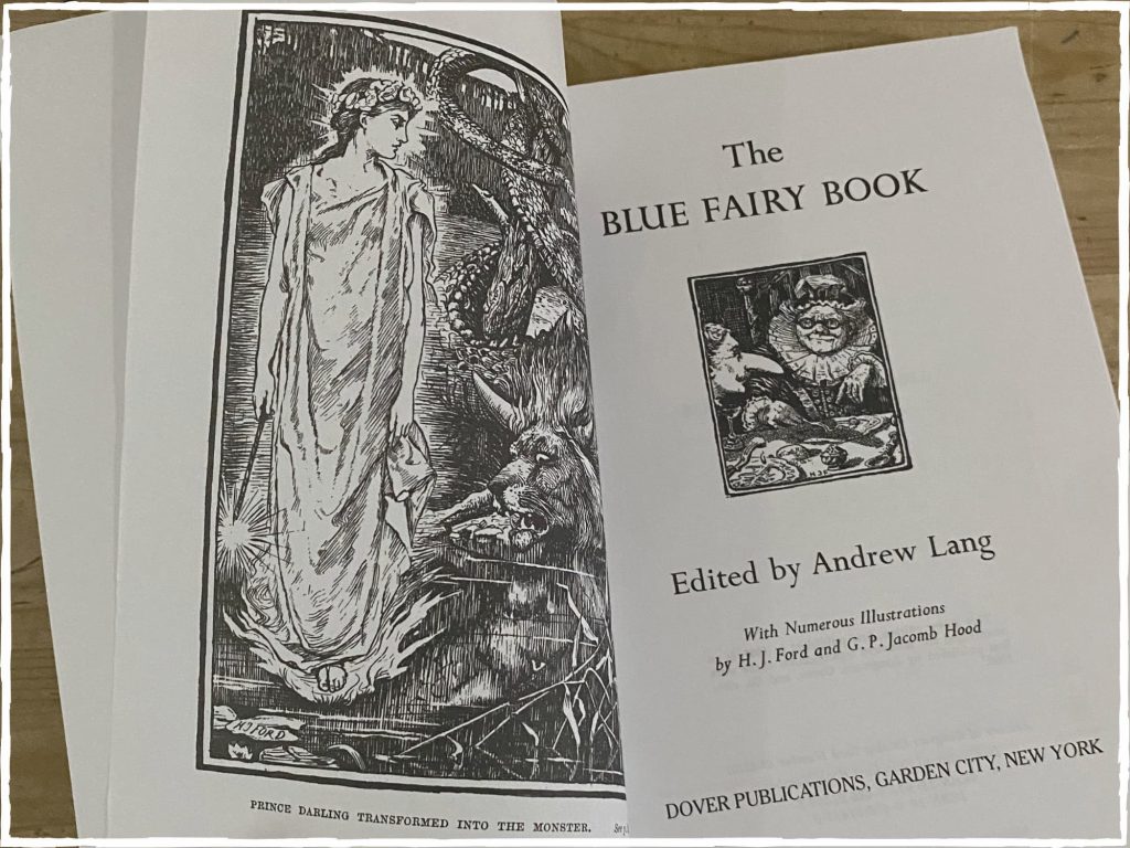 The first page of The Blue Fairy Book for Charlotte Mason kindergarten booklist