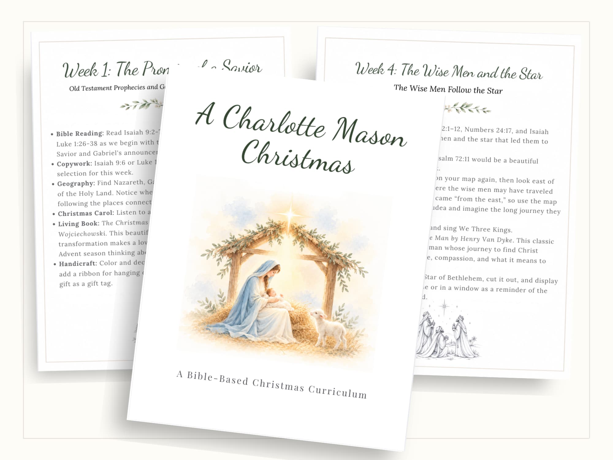 A Free Charlotte Mason Christmas Curriculum and weekly lesson pages