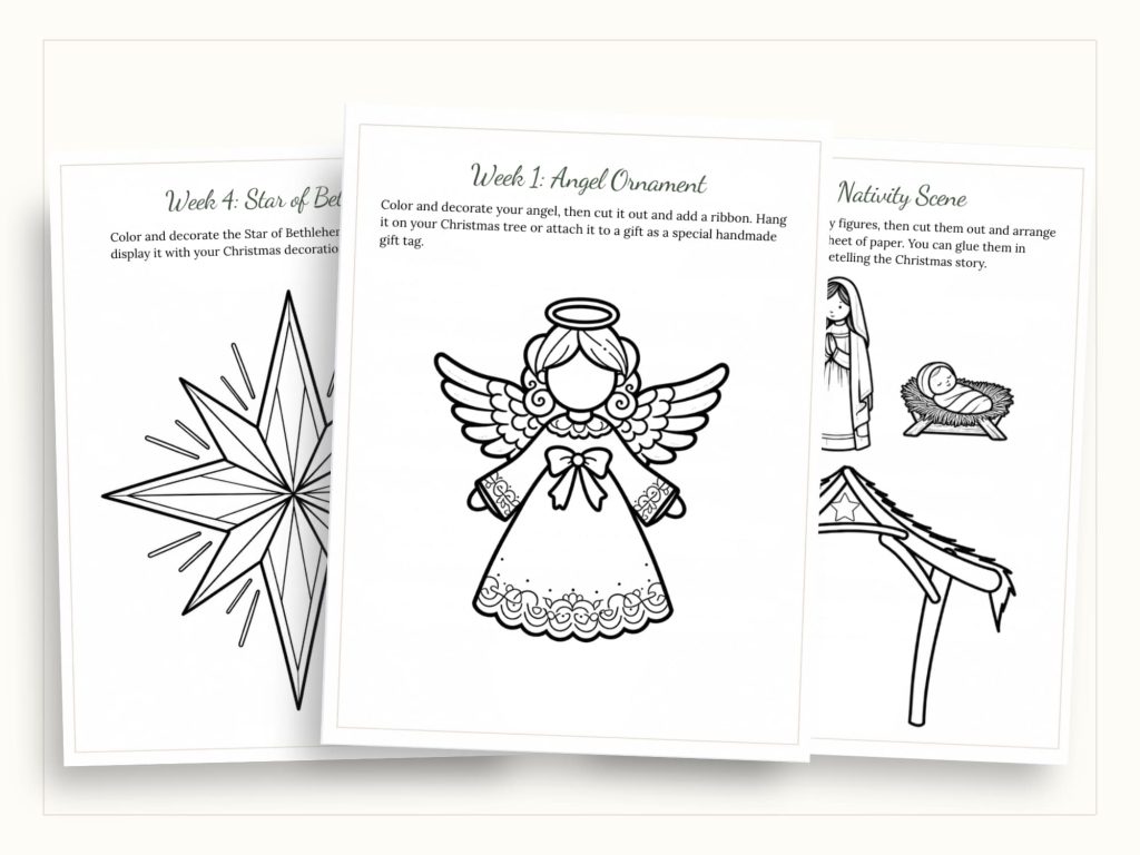 Gentle Charlotte Mason-aligned activity pages for Christmas Curriculum