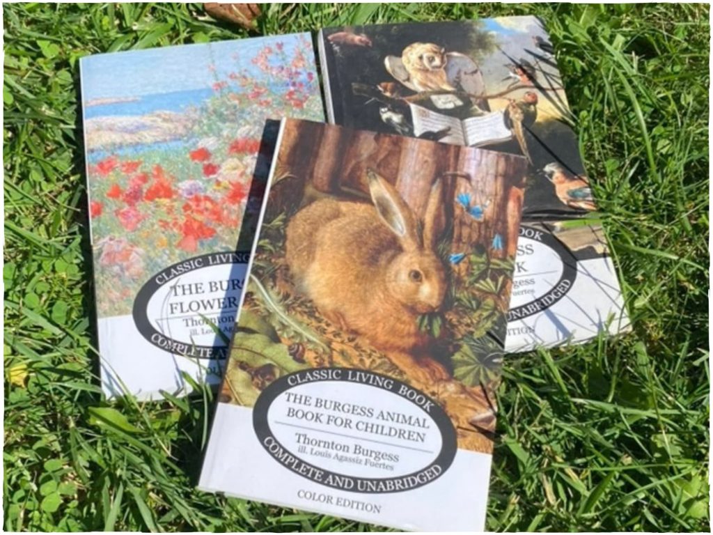 A few Burgess Living Books sitting outside