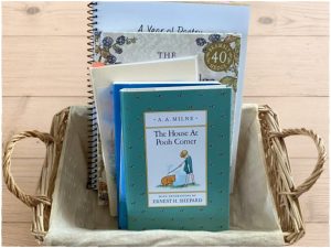 a morning basket with living books, poetry, fairy tales