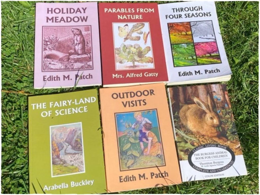 A spread of nature living books for your Charlotte Mason homeschool